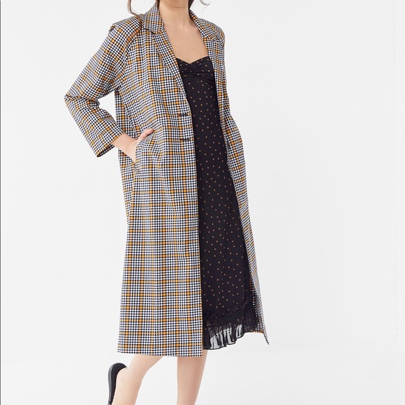 Urban Outfitters Checkered Duster Coat - Picture 2 of 5
